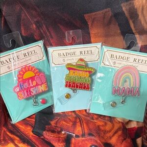 Set of 3 Simply Southern Badge Reel Set - Pink, Blue,  Gold